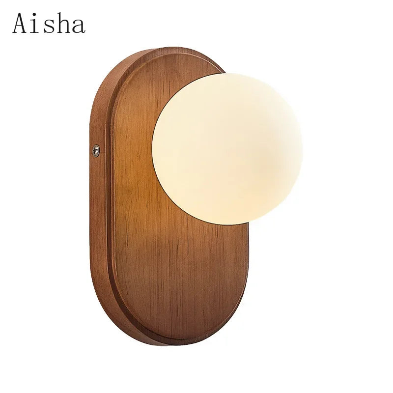 Afralia™ Japanese Wood Wall Lamp for Bedroom Sconces, Silent Wind Retro Light