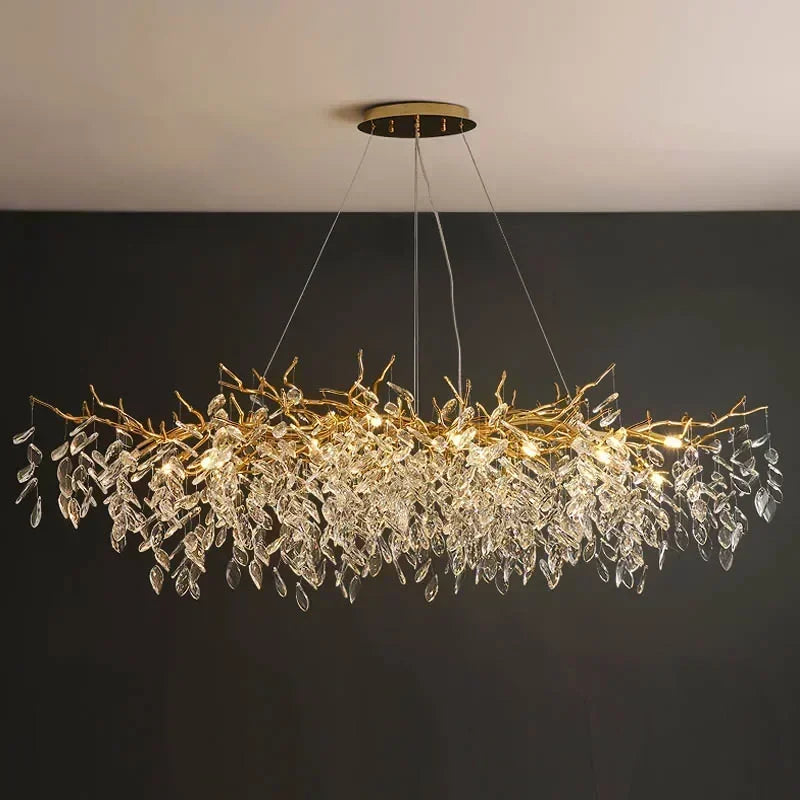Afralia™ Crystal Pendant Chandelier for Luxury Dining Living Room LED Lighting