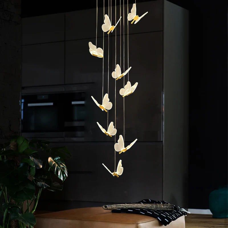 Afralia™ Golden Butterfly LED Chandelier: Modern Nordic Stylish Interior Lighting for Living Room, Bedroom & Kitchen.