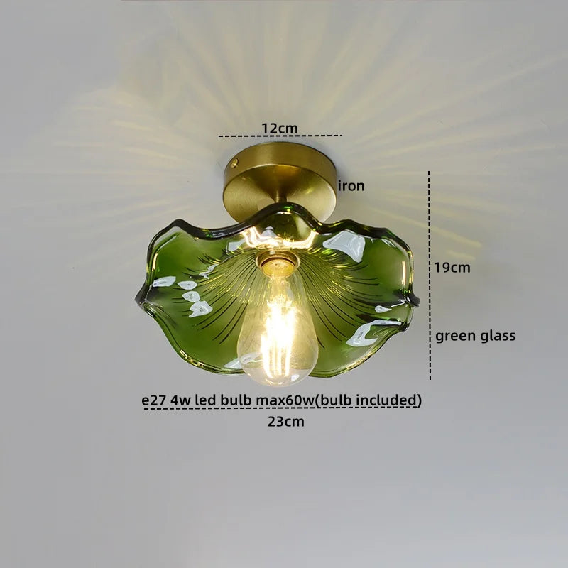 Afralia™ Amber Glass LED Ceiling Lights Modern Home Lighting Copper Socket