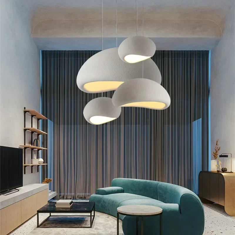 Afralia™ Minimalist LED Pendant Chandelier Light for Living Room - Wabi Sabi Design