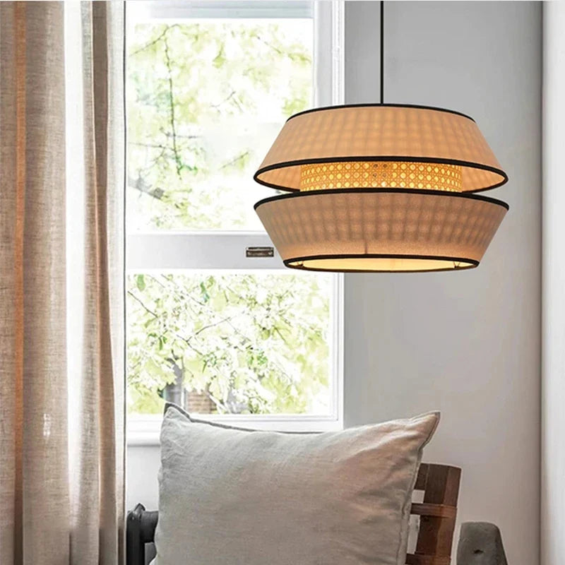 Afralia™ Rattan Pendant Light: Hand-woven Chandelier, Japanese Style for Living Room, Bedroom & Kitchen
