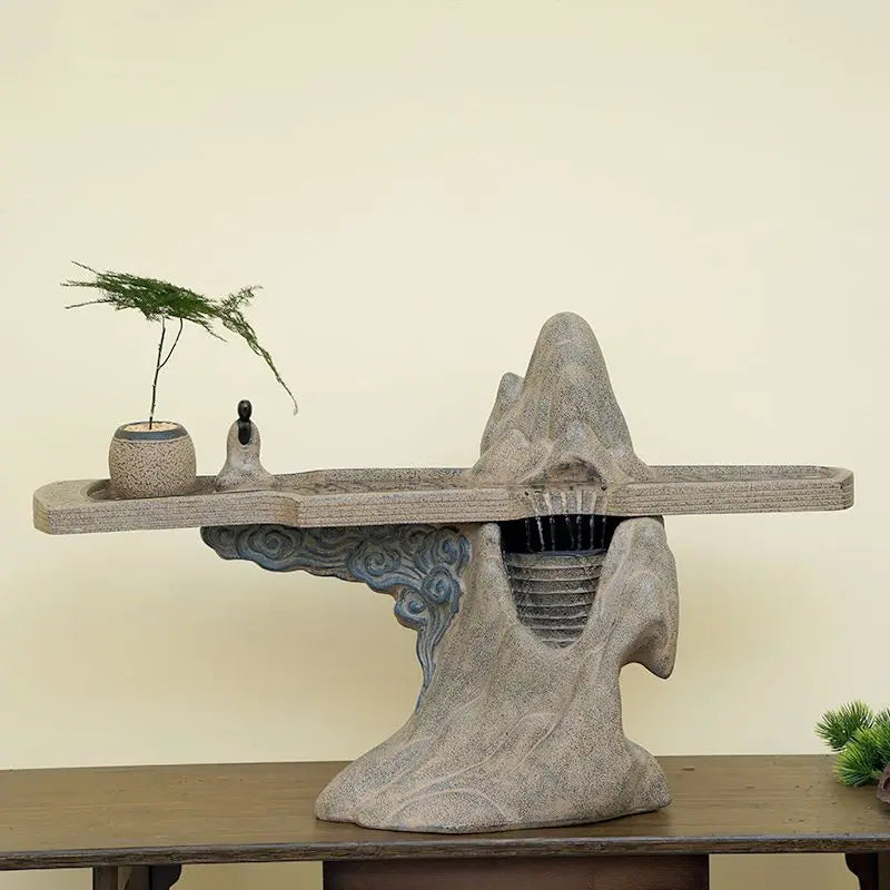 Afralia™ Zen Water Circulation Tea Room Chinese Study Desk Ornament