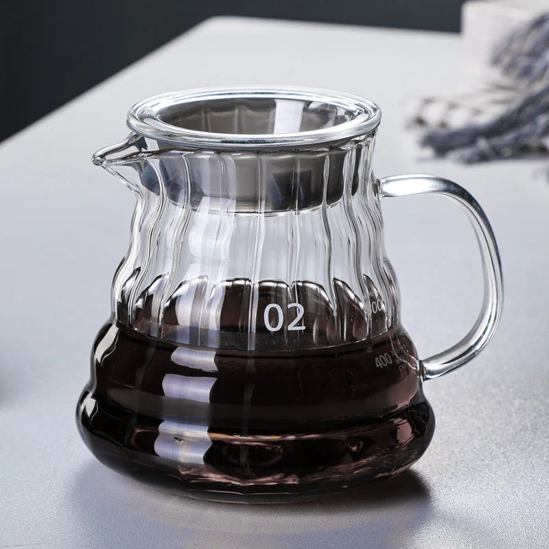 Afralia™ Glass Coffee Carafe, 600ml Pour Over Pot with Rubber Lid