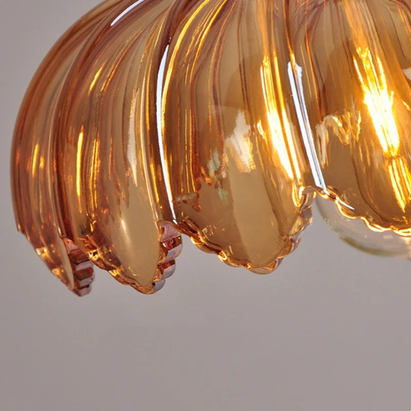 Afralia™ Amber Glass LED Pendant Lamp Modern Nordic Hanging Light
