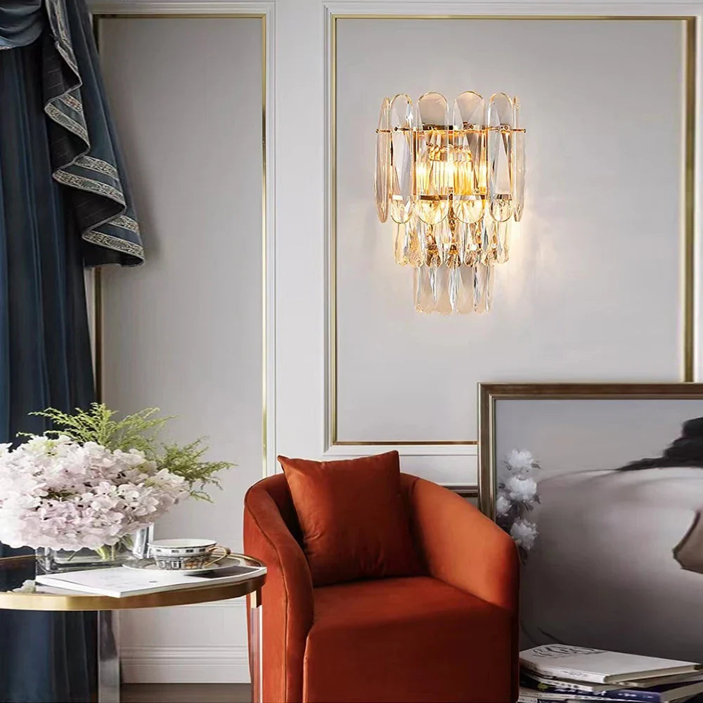 Afralia™ Crystal LED Wall Lamp: Minimalist Luxury Lighting for Living Room TV Background