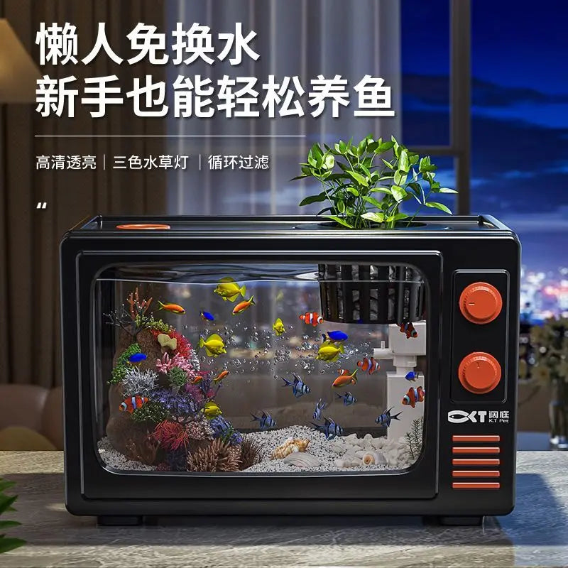 Afralia™ Desktop Fish Tank: Filtered Oxygen Generator for Living Room Goldfish Aquarium