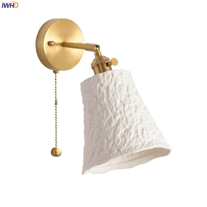 Elk Ceramic LED Wall Sconce, Afralia™ Nordic Copper Pull Chain Mirror Light