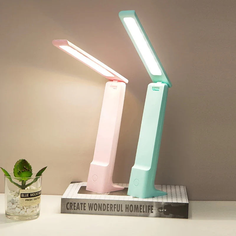 Afralia™ LED Desk Lamp: 3 Colors Touch Dimmable Foldable USB Rechargeable Reading Light