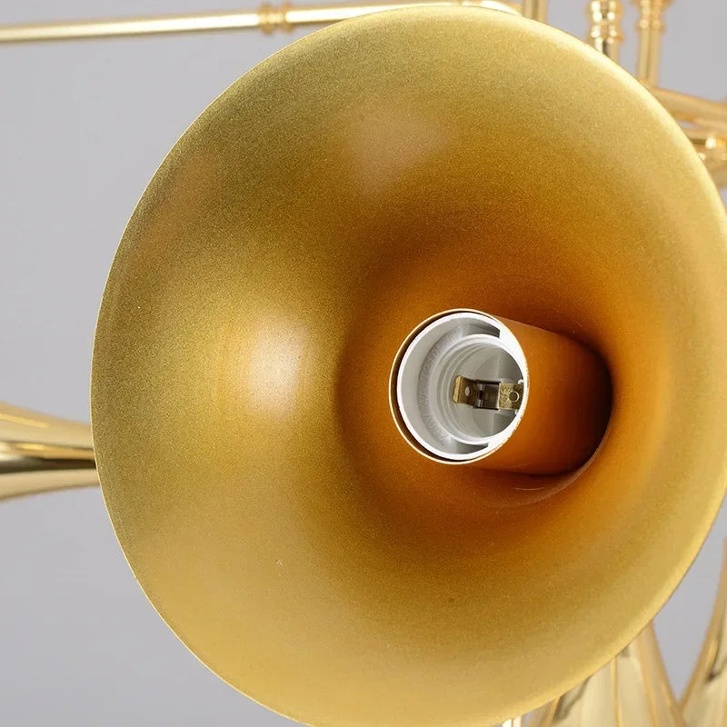 Afralia™ Gold Trumpet Pendant Chandeliers | Modern Retro Vintage Horn Floor Light