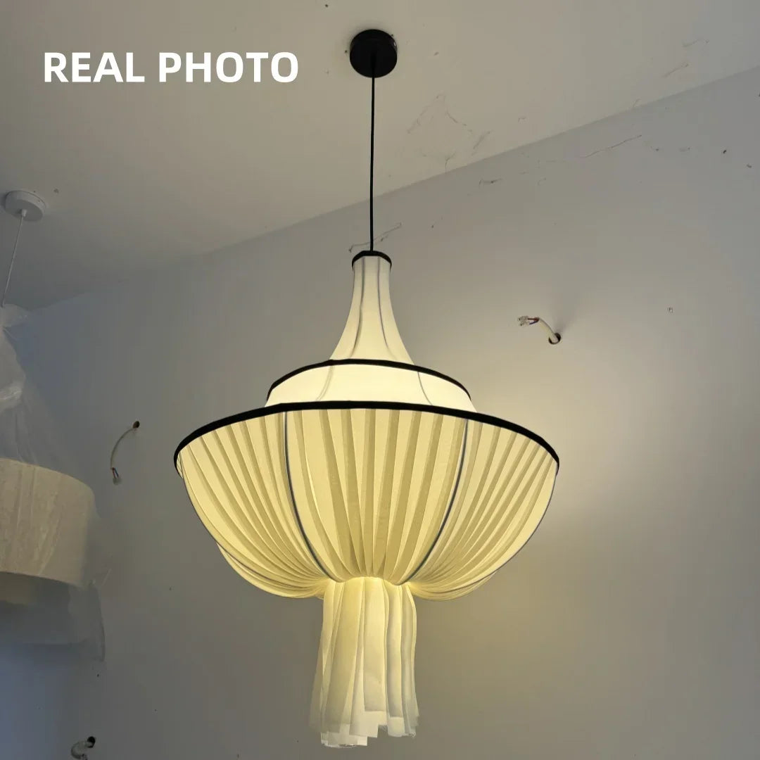 Afralia™ Creamy E27 Foyer Chandelier: French-Inspired LED Pendant Lights for Bedroom, Art Decor Lampara