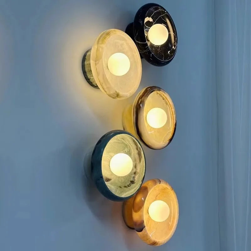 Afralia™ Round Jade Wall Lamps: Luxury Modern Home Decoration & Background Light Fixture