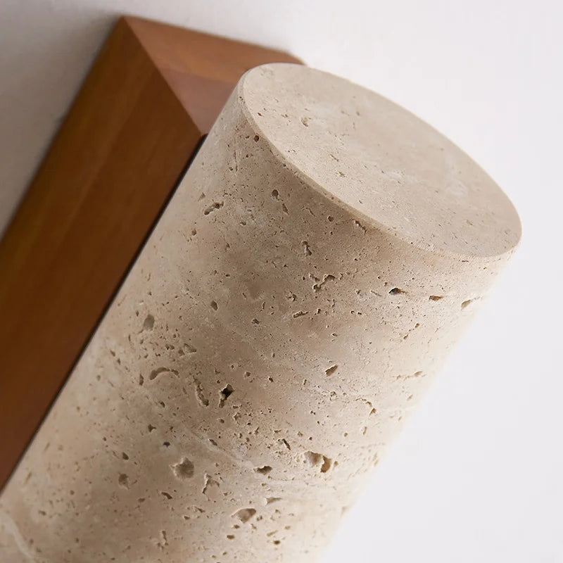 Afralia™ Yellow Travertine LED Wall Lights for Home Decor - Modern Bedside Lamp