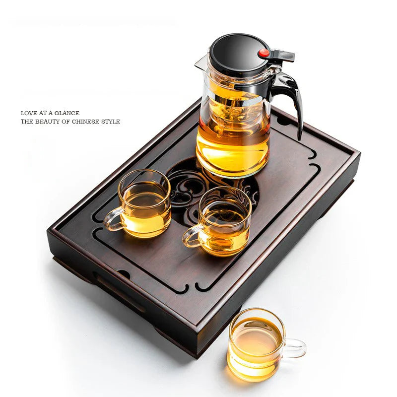 Afralia™ Bamboo Tea Tray: Dual Purpose Teaware Holder with Water Storage and Drainage