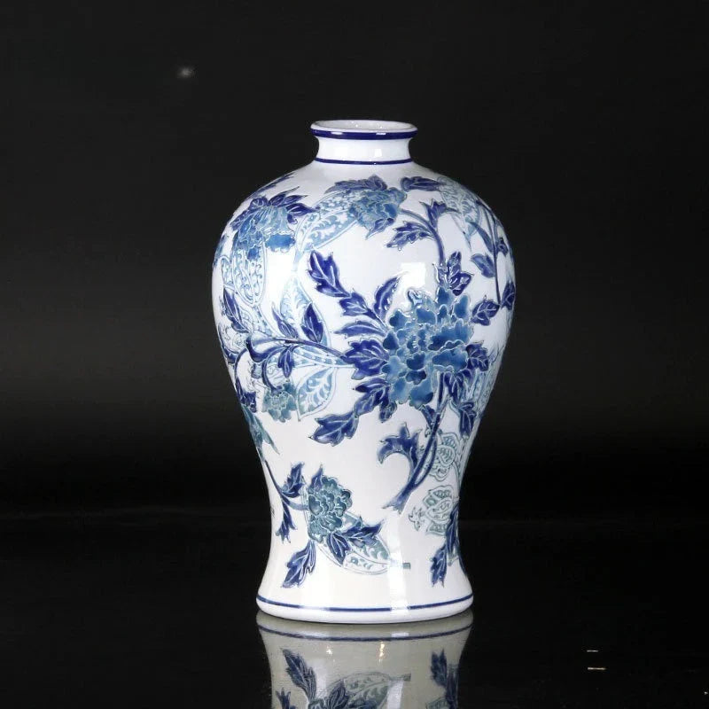 Afralia™ Blue & White Porcelain Ceramic Vase Vintage Ginger Jar Home Decor