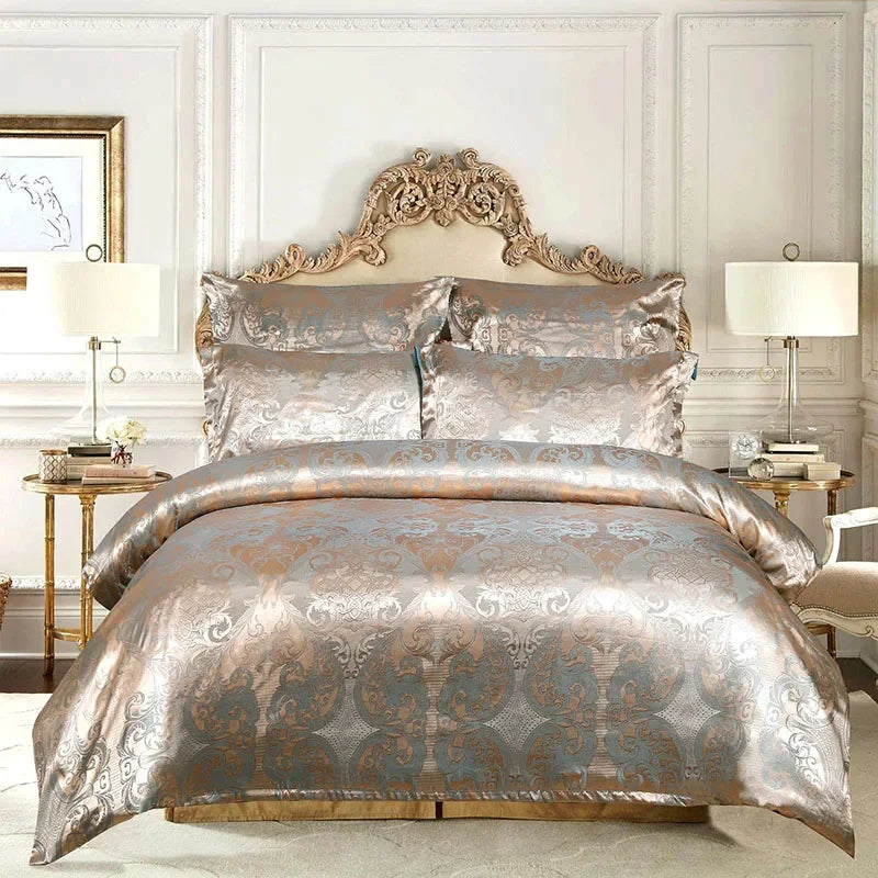 Afralia™ European Satin Jacquard Duvet Cover Set: High Quality, Skin-Friendly Summer Bedding Kit