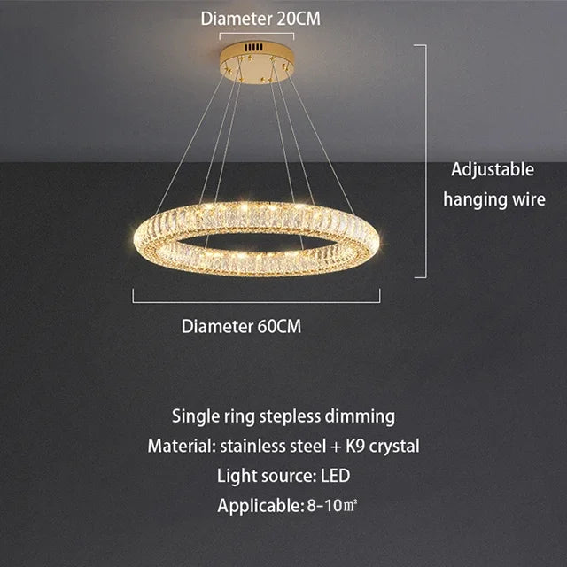 Afralia™ Ring Crystal Chandelier: Luxury Living Room Light for Modern Ambiance