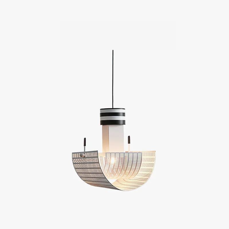 Geometric Pendant Light Art Shogun Lamp Black White Stripe Danish Design Afralia™
