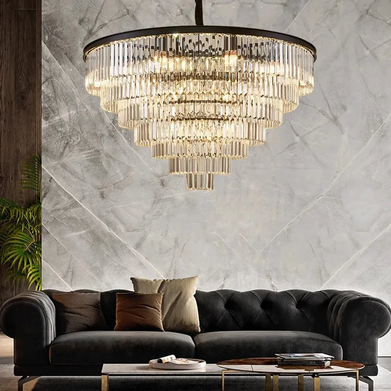 Afralia™ Crystal Chandelier Stair Pendant Light Interior Lighting for Modern Home Decor