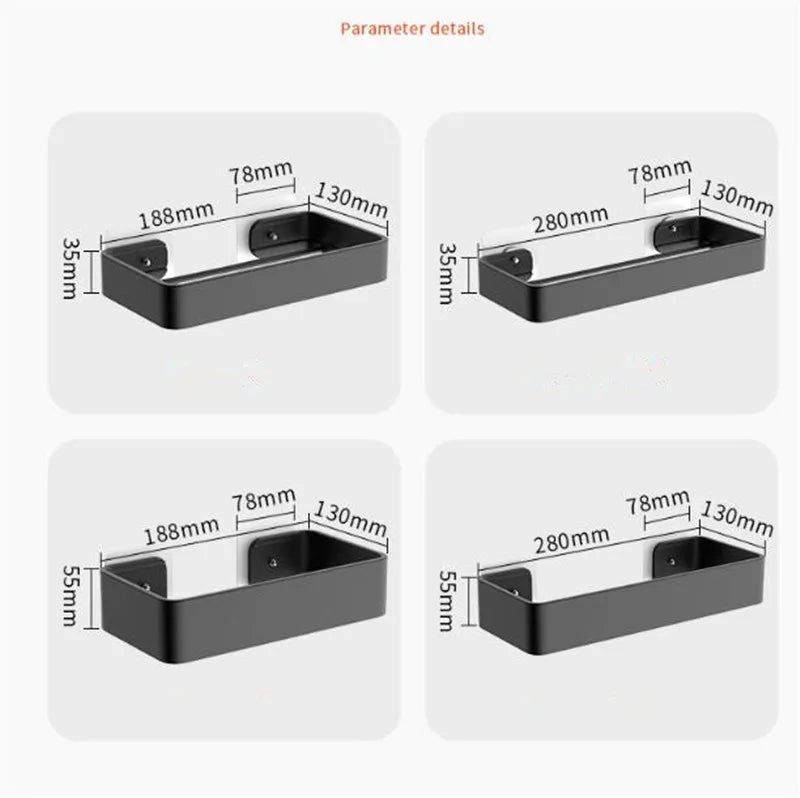 Afralia™ Black Aluminum Bathroom Corner Shelf Wall Mounted Storage Holder