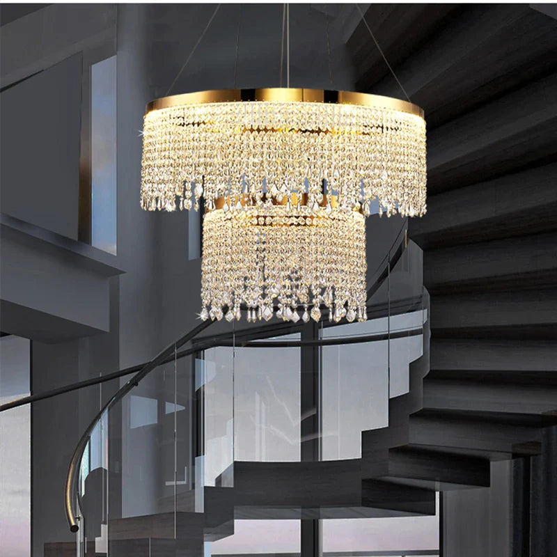 Afralia™ Crystal Water Curtain Pendant Chandelier - Luxury LED Lighting for Home, Hotel, and More