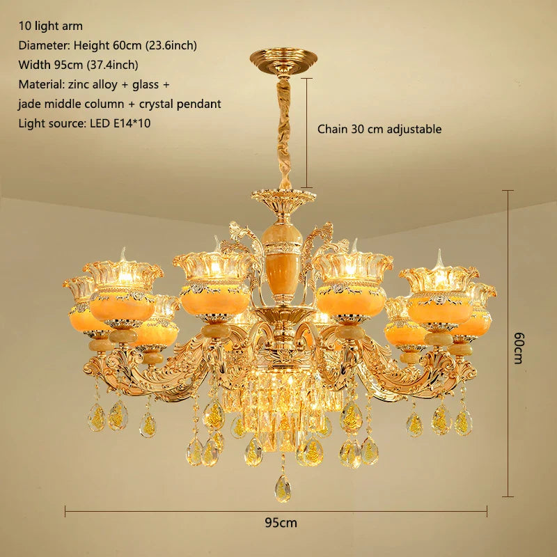 Afralia™ Luxury Jade Crystal Chandelier for Elegant Living Spaces