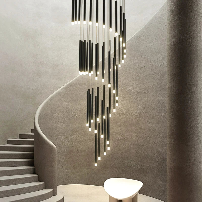 Afralia™ Spiral LED Acrylic Chandelier for Dining Room Stairs Home Decoration