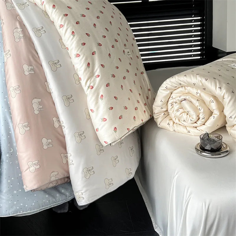 Afralia™ Soft Silky Soybean Fiber Quilt Core, Skin-Friendly Comforter for Single Double Bed