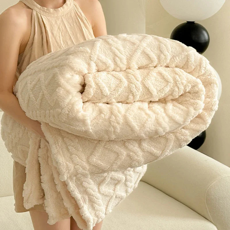 Afralia™ Taffeta Velvet Jacquard Plush Blanket: Soft, Fluffy, Colorfast Sofa Cover for Winter