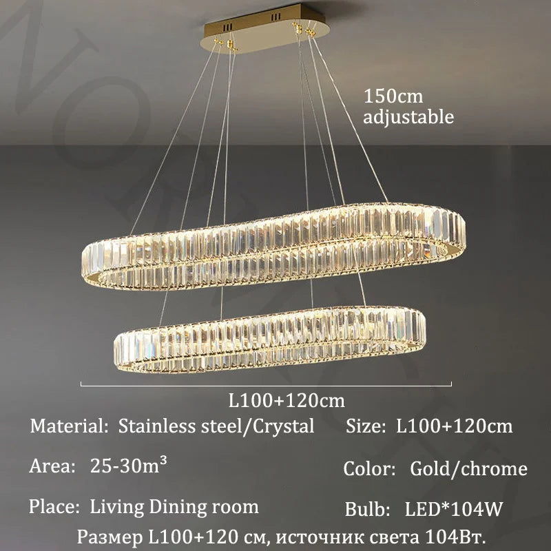 Afralia™ Luxury Crystal Pendant Chandelier for Home Dining Room Bar LED Decor