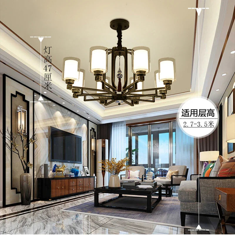 Afralia™ Simplistic Modern Chinese Style Living Room Chandelier