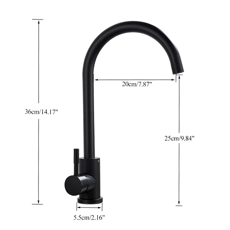 Afralia™ Steel Matte Kitchen Faucet - High Arch 360° Swivel Cold Hot Mixer Tap