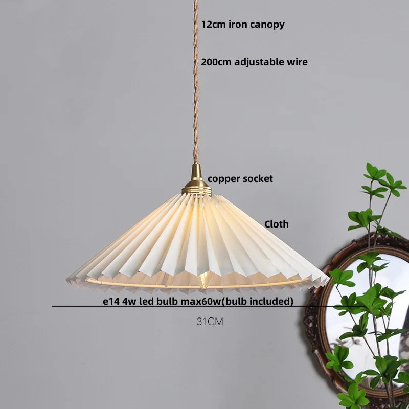 Afralia™ Walnut Wood LED Pendant Lights Japan Style Hanging Lamp Bouffant Cloth