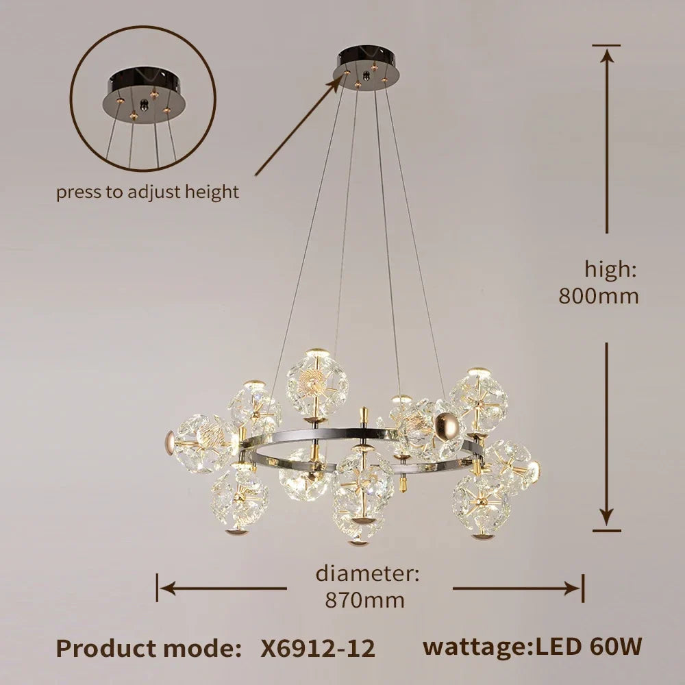 Afralia™ Sunflower Crystal Chandelier: Luxury Gold & Black LED Pendant Light