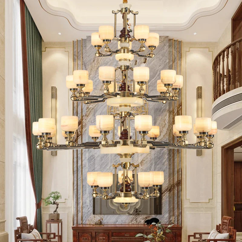 Afralia™ Luxe  Multi-storey Jade Chandelier for Elegant Chinese Villa Duplex Living Rooms