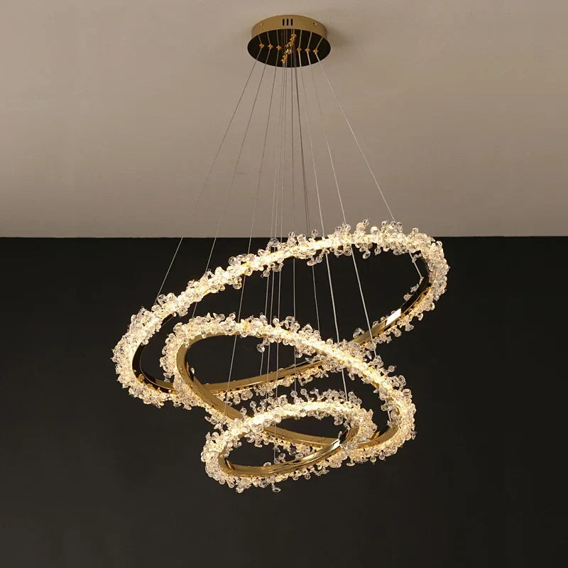 Afralia™ Crystal Pendant Chandelier: Modern Luxury Dimmable LED Ring Light for Home and Restaurant