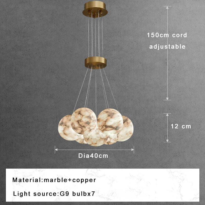 Afralia™ Marble Vains Ceiling Pendant Lights Luxe Home Decor Villa Duplex Lighting