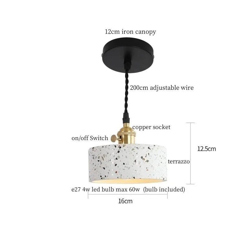 Afralia™ Terrazzo LED Pendant Lights, Adjustable Wire, Nordic Modern Hanging Lamp