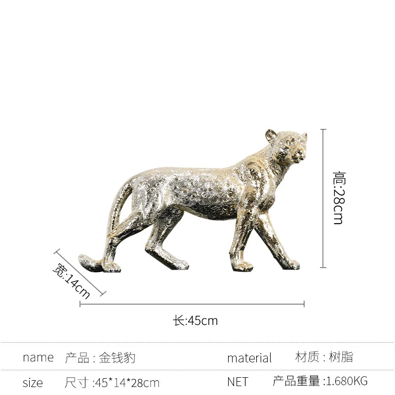 Afralia™ Leopard Resin Sculpture - Home Decor Handicrafts & Animal Figurine