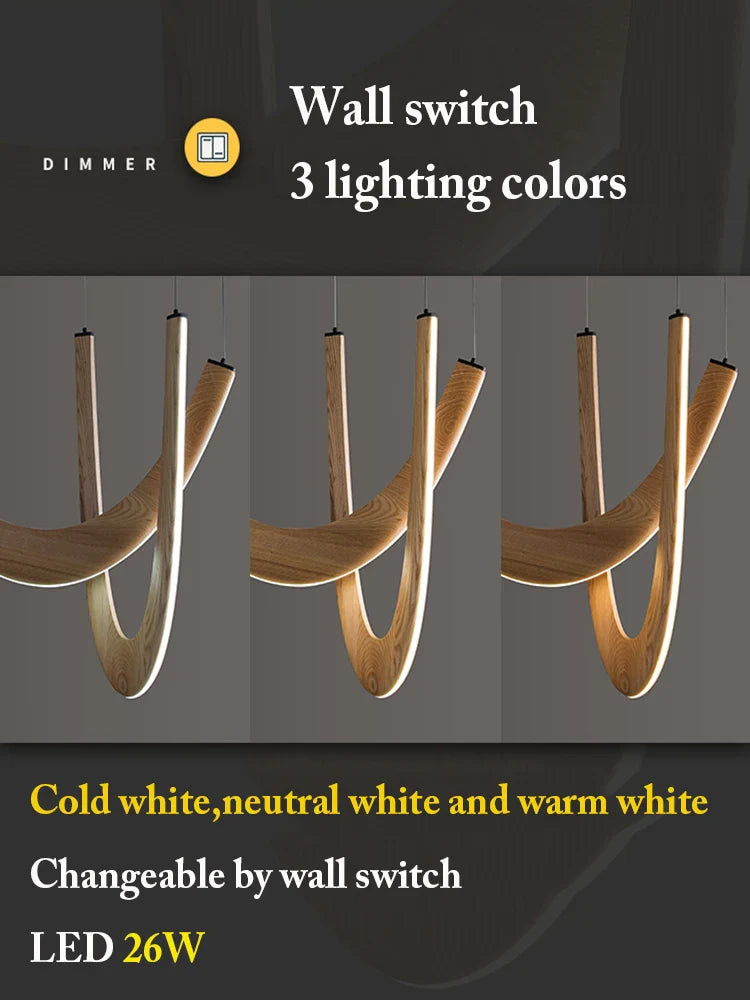 Afralia™ Wooden LED Pendant Lights: Elegant Lighting for Home, Office, Kitchen, Living Room