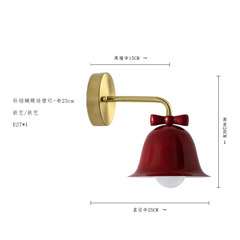 Afralia™ Bowknot Bell Wall Lamp E27 LED Glass Bedroom Kitchen Island Kids/Princess Room