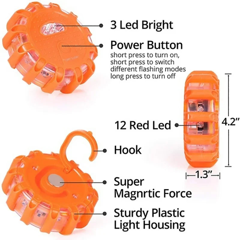 Afralia™ LED Safety Flare Emergency Flashing Strobe Light - 9 Modes - Portable & Rechargeable