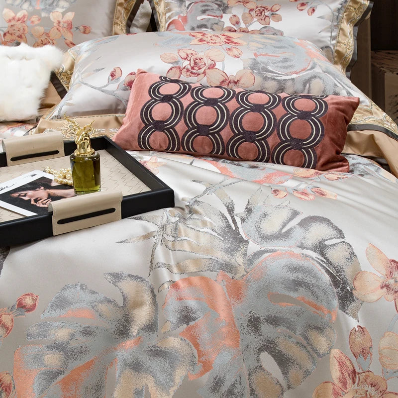 Afralia™ Silk Jacquard Egyptian Cotton Bedding Set - Queen/King Size Linens