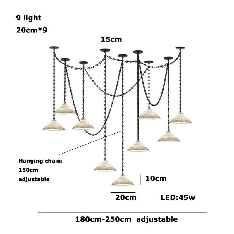 Afralia™ Gold Black Pendant Chain LED Lucite Chandelier - Indoor Bedroom Ceiling Light Fixtures