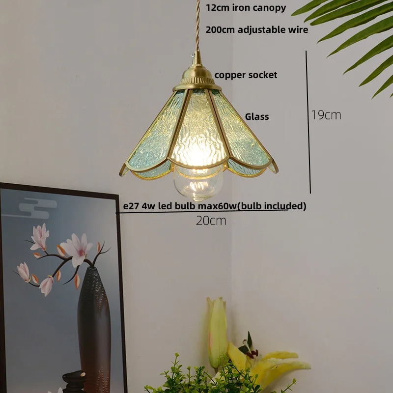 Afralia™ Glass LED Pendant Light Fixture Coffee Kitchen Loft Vintage Copper Hang Lamp