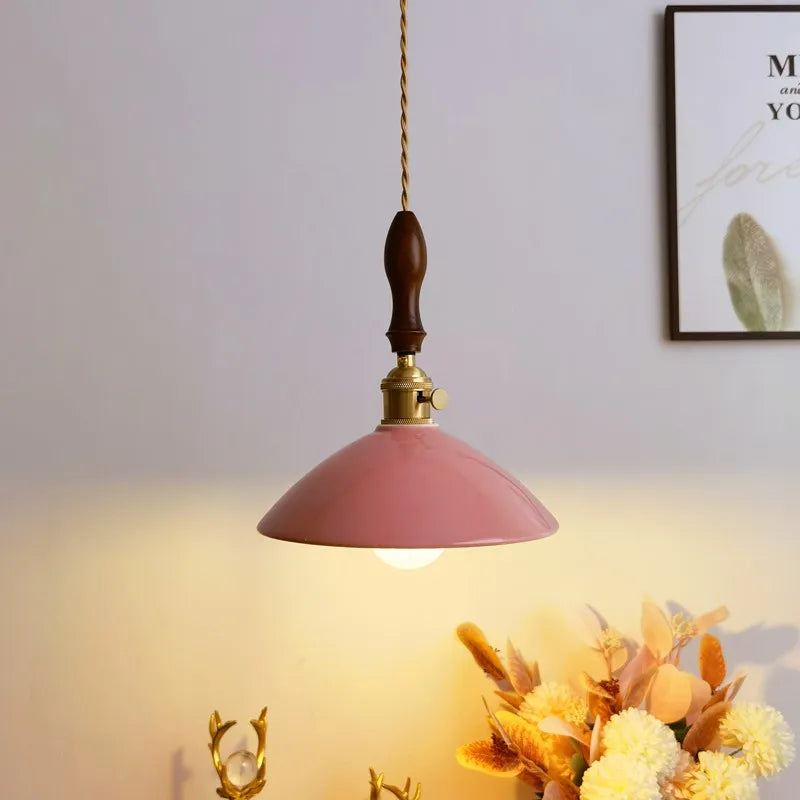 Afralia™ Ceramic LED Pendant Lamp: Modern Wood Handle Hanging Light Fixtures