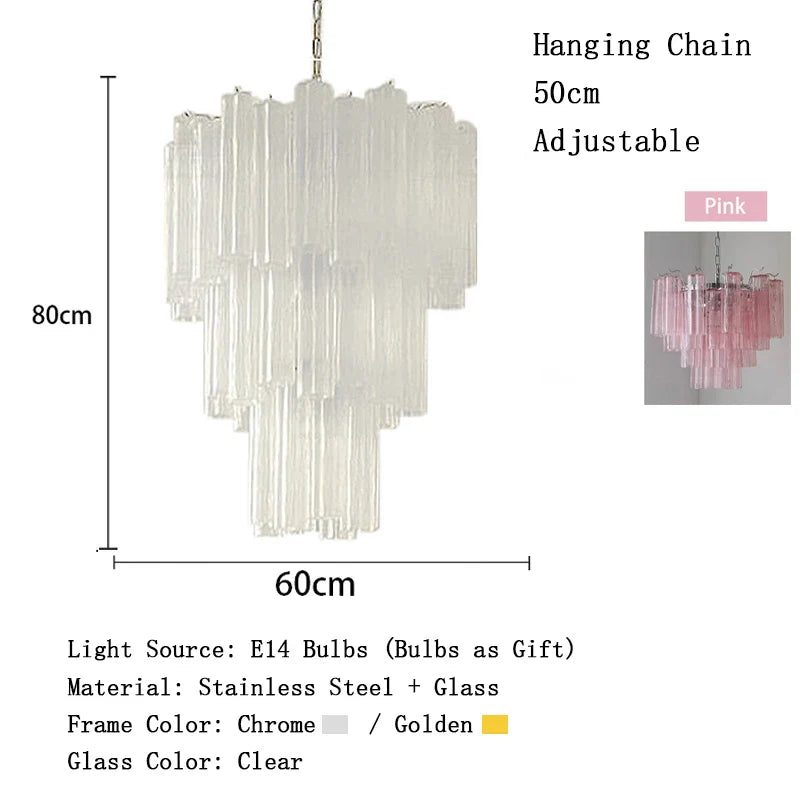 Afralia™ Pink Glass Chandelier LED Light Fixture for Ceiling Living Room Decor