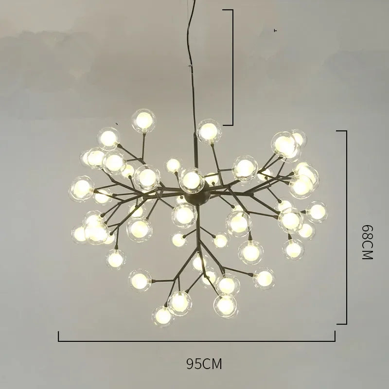 Afralia™ Heracleum Firefly Glass Round Ball Chandelier - Luxury Staircase Dining Room Lighting