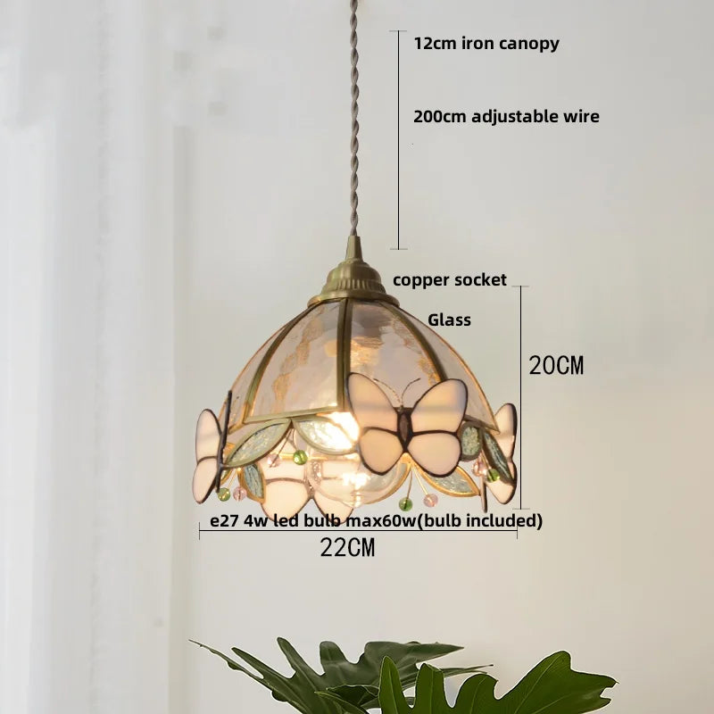 Afralia™ Nordic Pink Glass LED Pendant Light with Adjustable Brass Wire