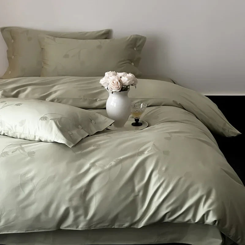 Afralia™ Egyptian Cotton Bedding Set Queen King Bed Linens Duvet Cover Pillowcase